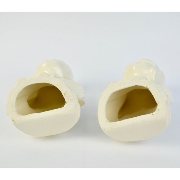 Vintage White Ceramic Kissing Angels Pair 8" - Picture 4 of 4